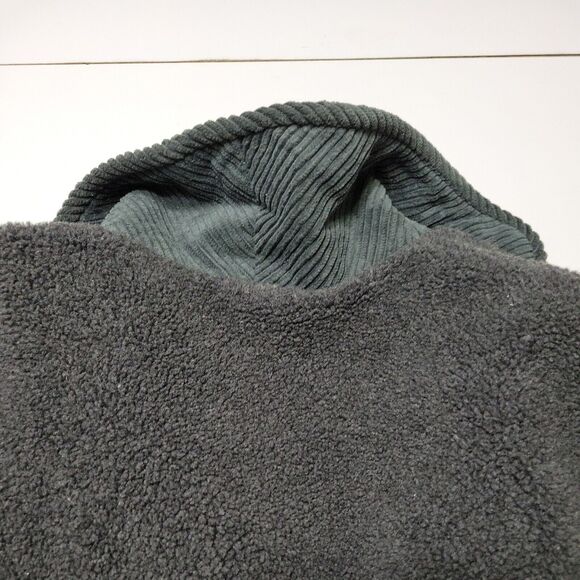 Outbrook Coat Women M Fleece Jacket Grey long Sleeve Button Patch Pockets Collar - Picture 13 of 14